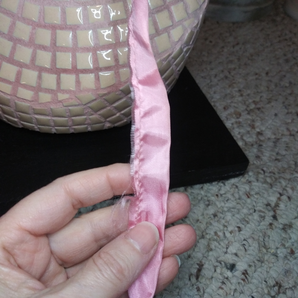 Vintage 1960-70's Multicolored, Sequin Trimmed Pink Net Hair Roller Scarf - Picture 9 of 11